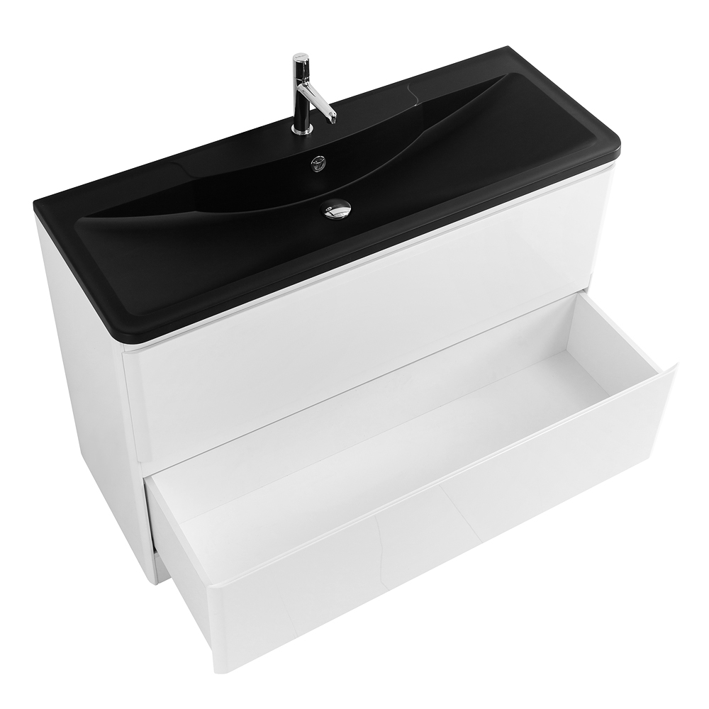 Приобрести belbagno тумба с раковиной albano 120 см, напольная bianco lucido, чёрная раковина