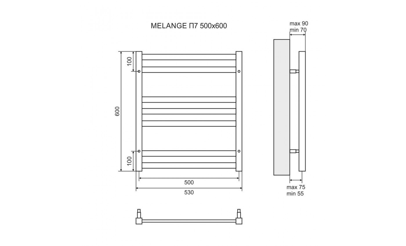 Приобрести lemark полотенцесушитель melange п7 500x600 мм водяной, хром lm49607