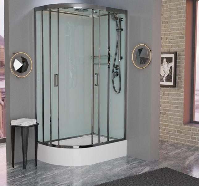 Приобрести frank душевая кабина f412/1r brilliant, средний поддон, правосторонняя