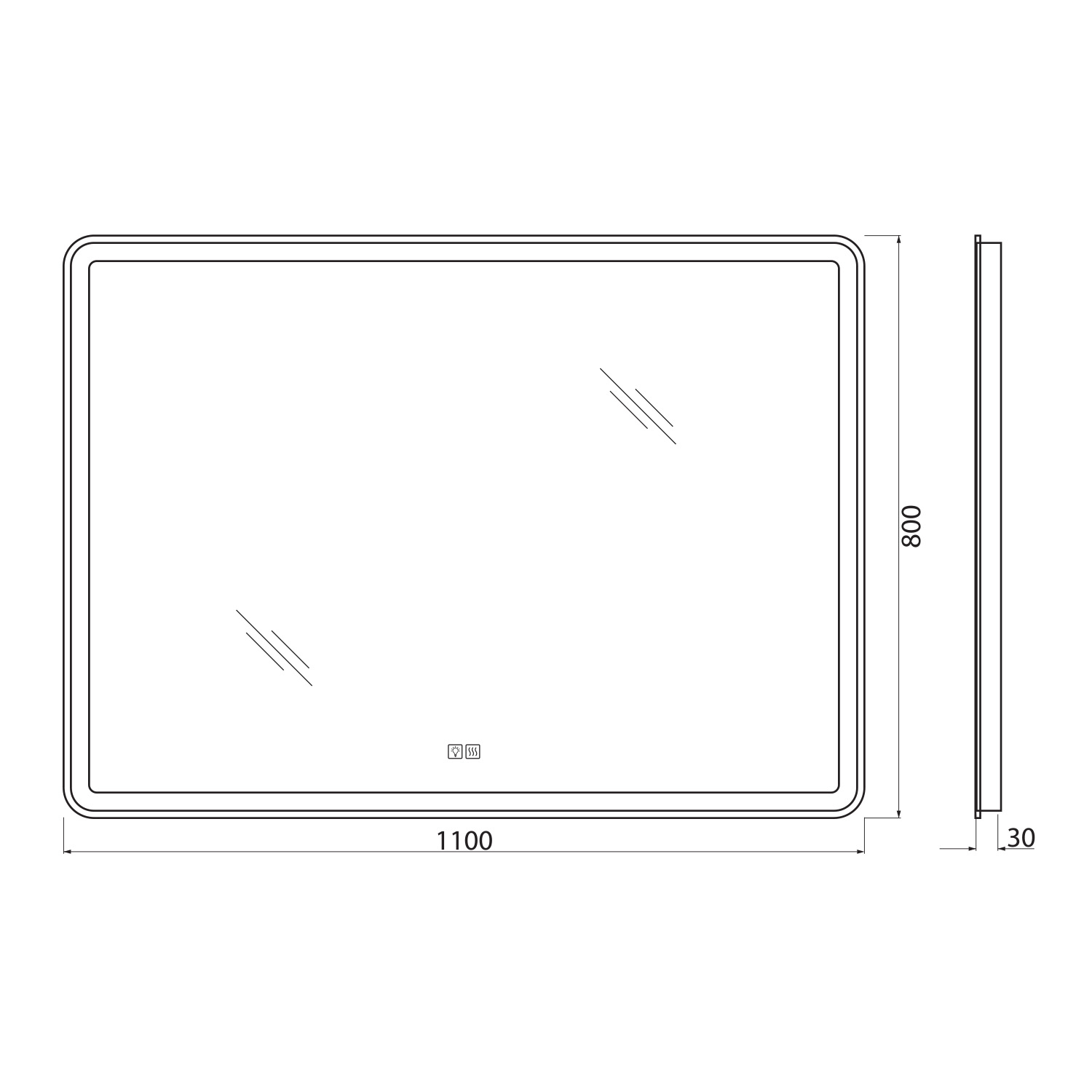 Приобрести belbagno зеркало 110х80 см spc-mar-1100-800-led-tch-warm