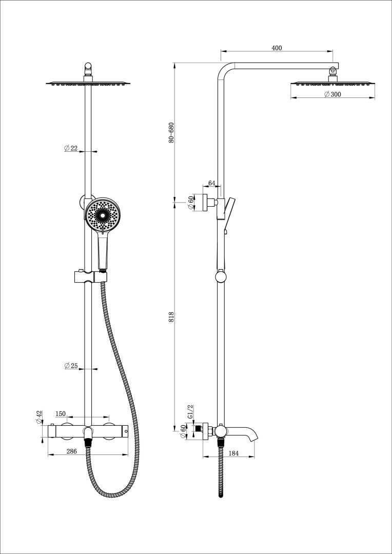 Приобрести душевая система wonzon & woghand stick, хром (ww-88739017-cr)