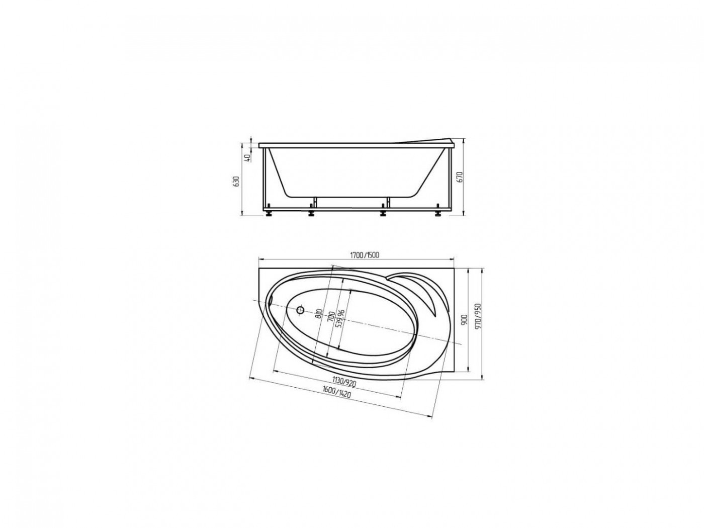 Приобрести акриловая ванна асимметричная aquatek бетта r 150x95 см