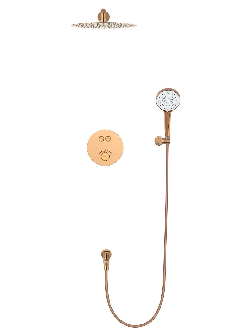 Приобрести душевая система с термостатом встраиваемая wonzon & woghand stick, розовое золото (ww-88929010-rg)