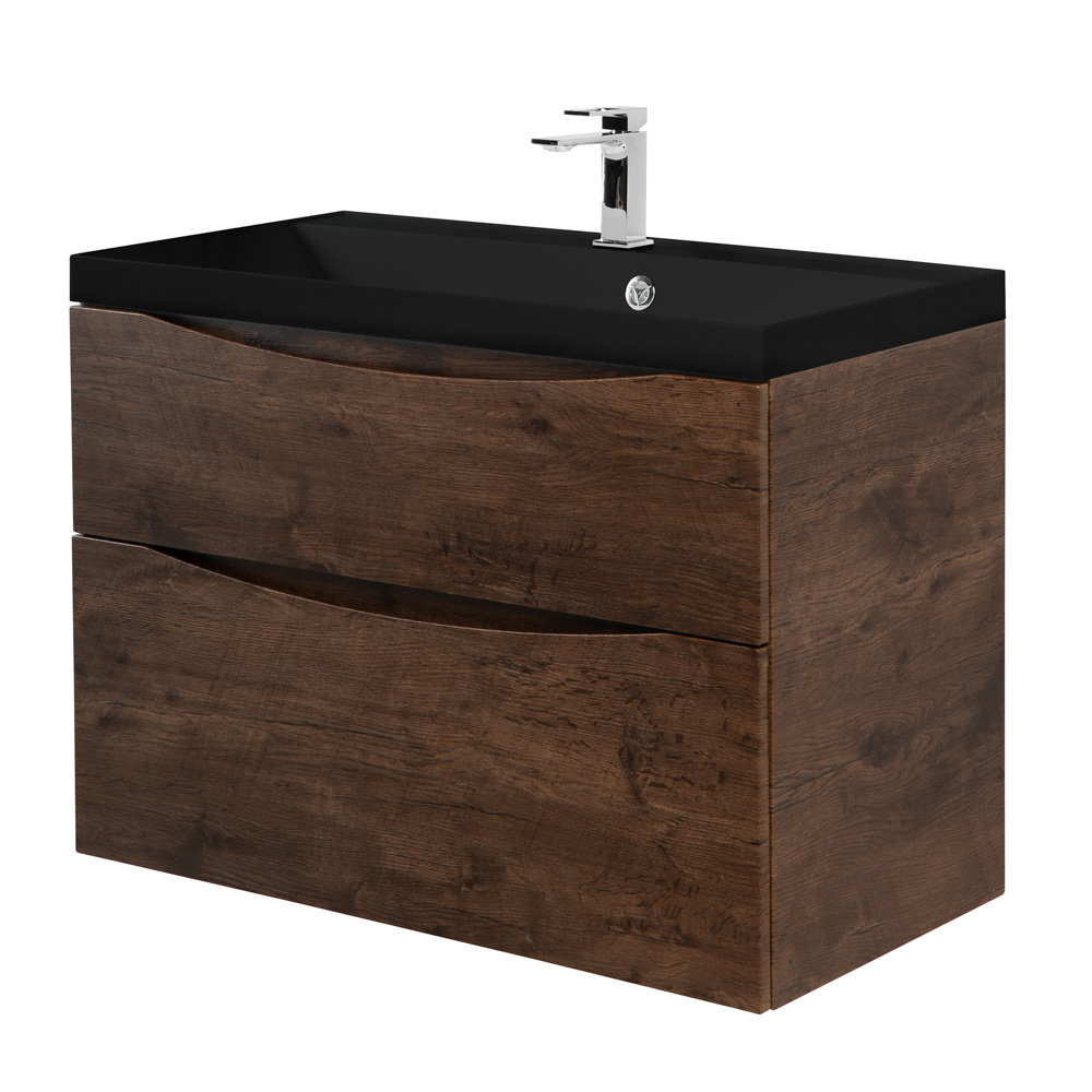 Приобрести belbagno тумба с раковиной marino-h60 80 см, подвесная rovere moro, черная раковина
