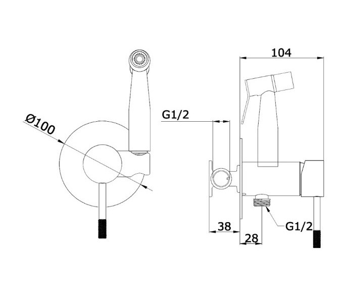 Приобрести смеситель с гигиеническим душем, встраиваемый vieir omodeo, черный v403553c