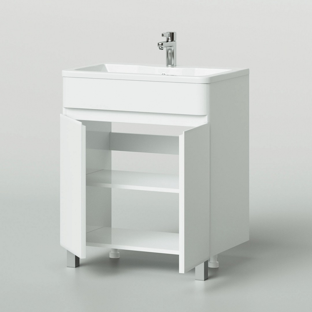 Приобрести тумба напольная итана roberto 70 с раковиной adel 70, белый глянец