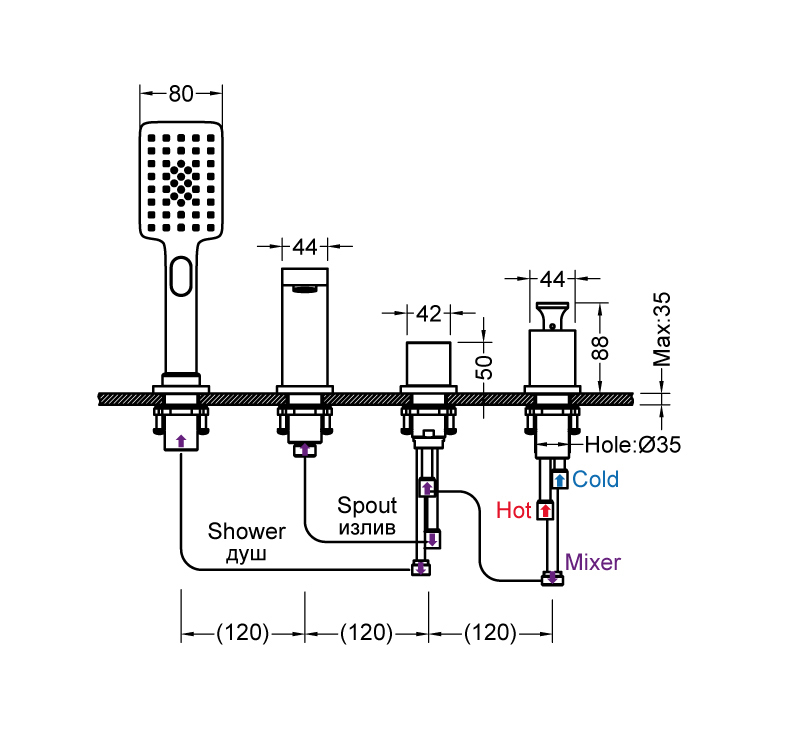 Приобрести смеситель для ванны с душем, врезной timo torne 4330/00-16y хром-белый