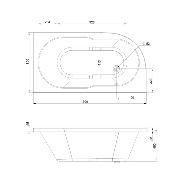 Приобрести mirsant ванна акриловая небуг 150*80 см, в комплекте, правая, белая ут000038829