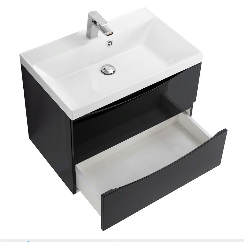 Приобрести тумба подвесная с раковиной belbagno marino-600-2c-so-nl-p 60 см, nero lucido