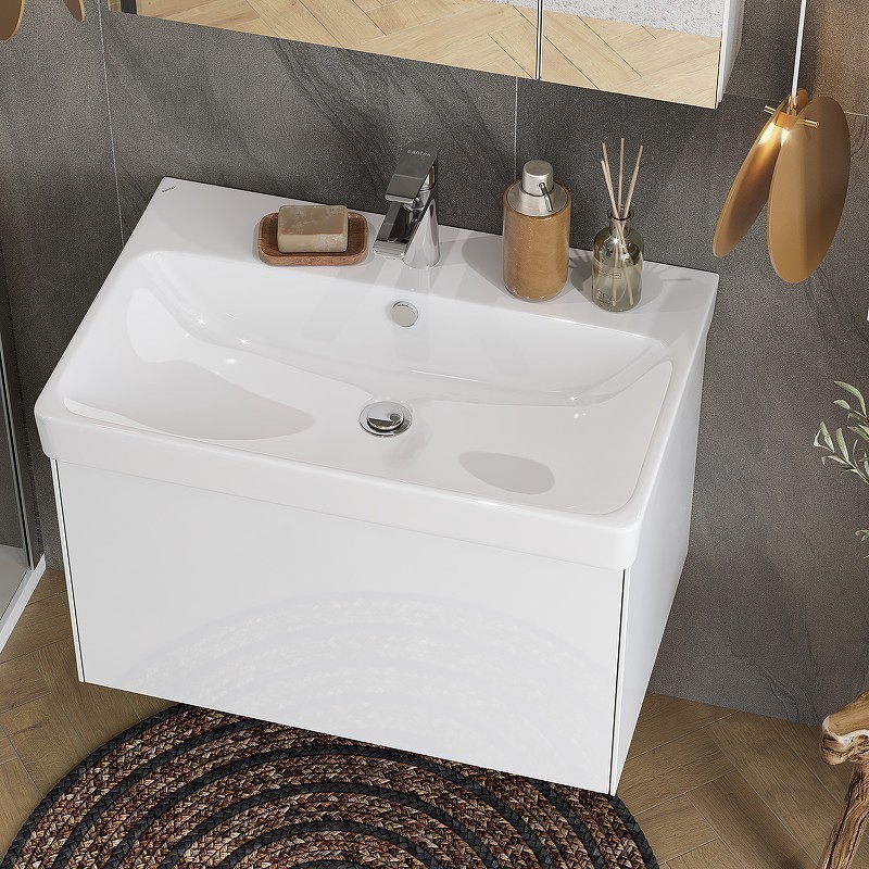 Приобрести тумба подвесная акватон асти 70 с раковиной, белый