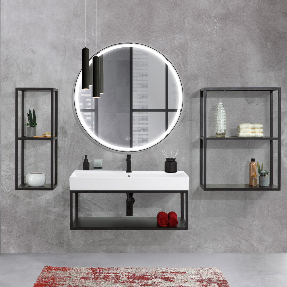 Приобрести cezares зеркало cadro 90х90 см, металлическая рама, подсветка, сенсорное включение, подогрев czr-spc-cadro-900-led-tch-warm