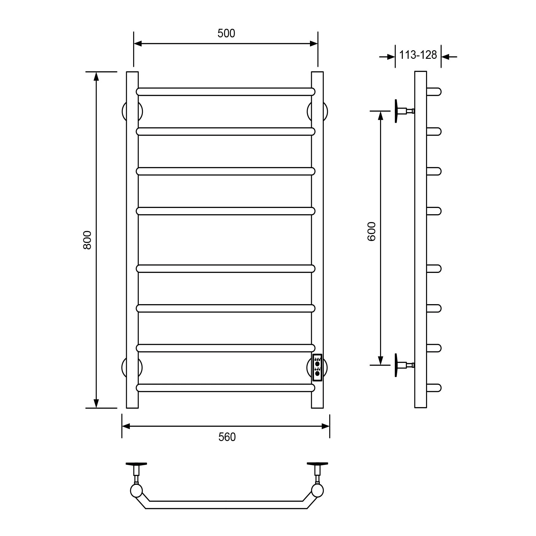 Приобрести veconi полотенцесушитель электрический cantu-a 50х80 см, хром c8050ch-a
