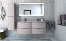 Cezares Тумба подвесная с раковиной на две чаши VAGUE 138 см Rovere Sbiancato, серая 54847