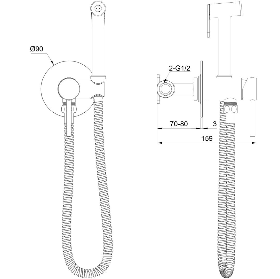 Приобрести смеситель с гигиеническим душем встраиваемый wonzon & woghand stick, белый матовый (ww-88829902-mw)