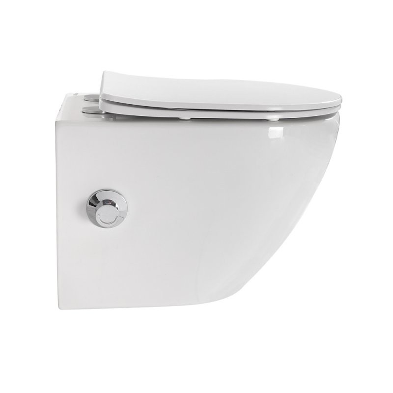 Приобрести унитаз подвесной с сиденьем и креплением с функцией биде и смесителем belbagno uno bb3105chr-bs/sc