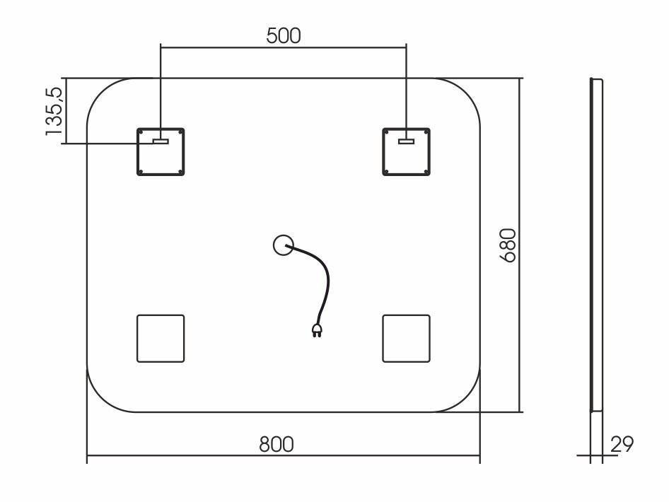 Приобрести azario зеркало стив 80х68 см c подсветкой, сенсор выключатель, часы фр-00001394