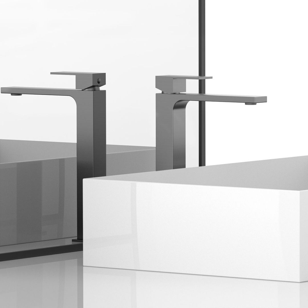 Приобрести vincea высокий смеситель для раковины cube, оружейная сталь vbf-1c02gm