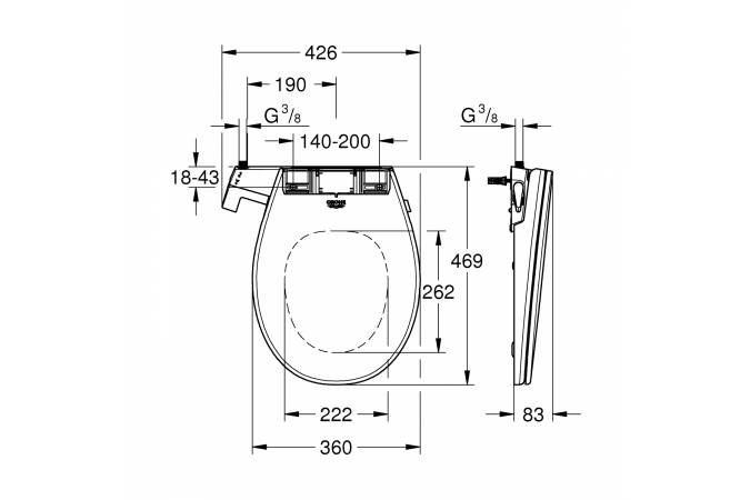 Приобрести grohe сиденье-биде для унитаза bau ceramic дюропласт, ручное управление, белый альпин 39648sh0