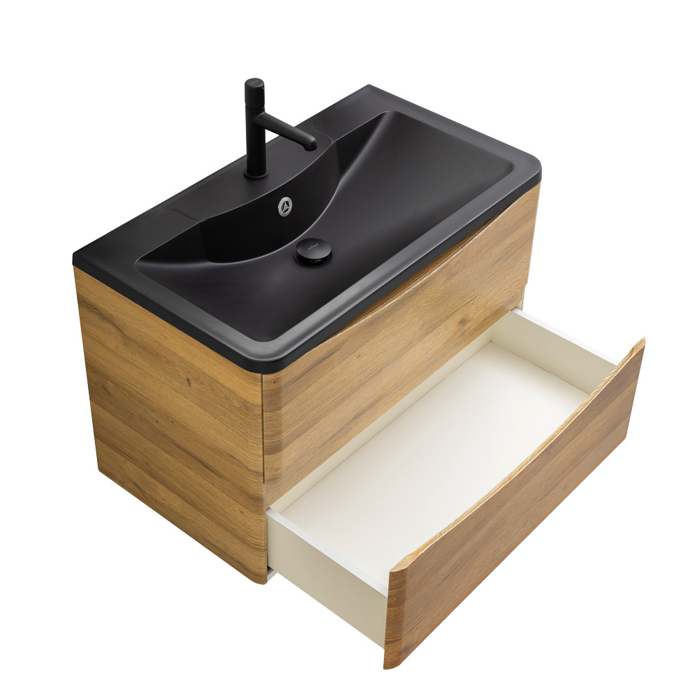 Приобрести belbagno тумба с раковиной acqua 100 см, подвесная rovere rustico, чёрная раковина