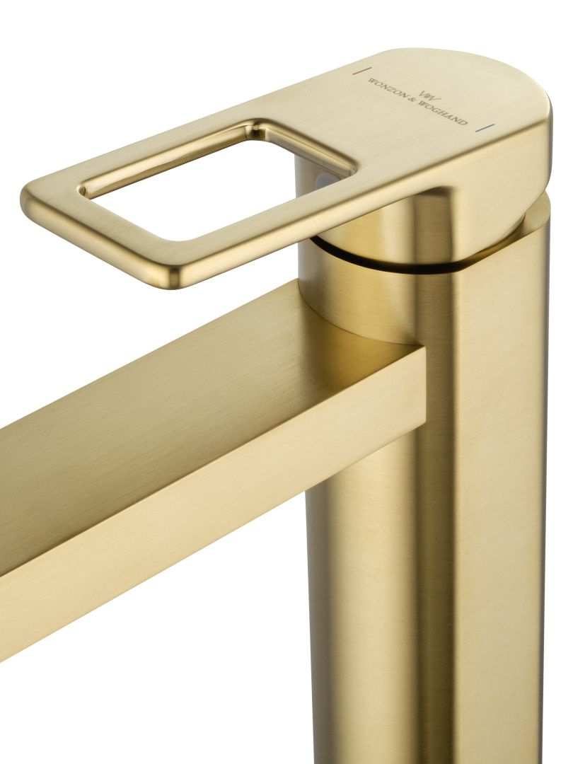 Приобрести смеситель для раковины высокий wonzon & woghand frame, брашированное золото (ww-88239010-bg)