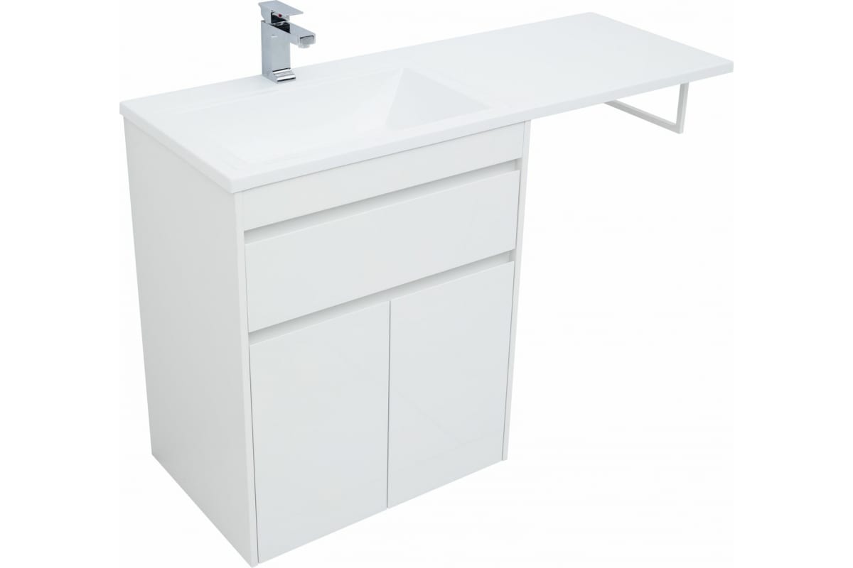 Приобрести aquanet тумба с раковиной токио 68 см, белая (напольная, 1 ящик, 2 дверцы)