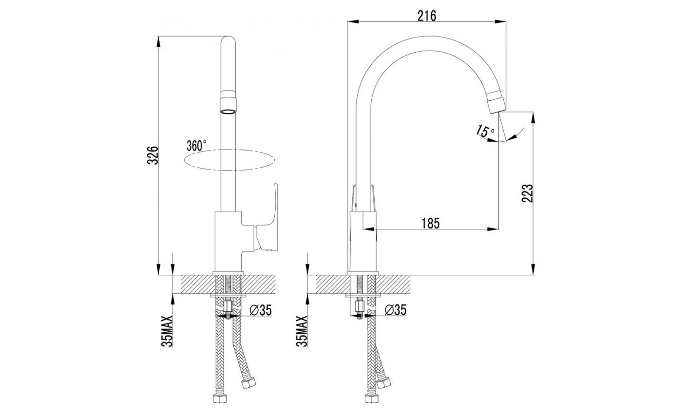 Приобрести lemark смеситель для кухни plus factor с поворотным изливом, двухвентильный, хром lm1605c