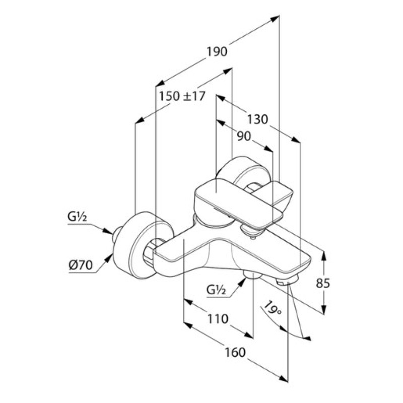Приобрести kludi pure&style однорычажный смеситель для ванны и душа, черный матовый, арт. 406813975