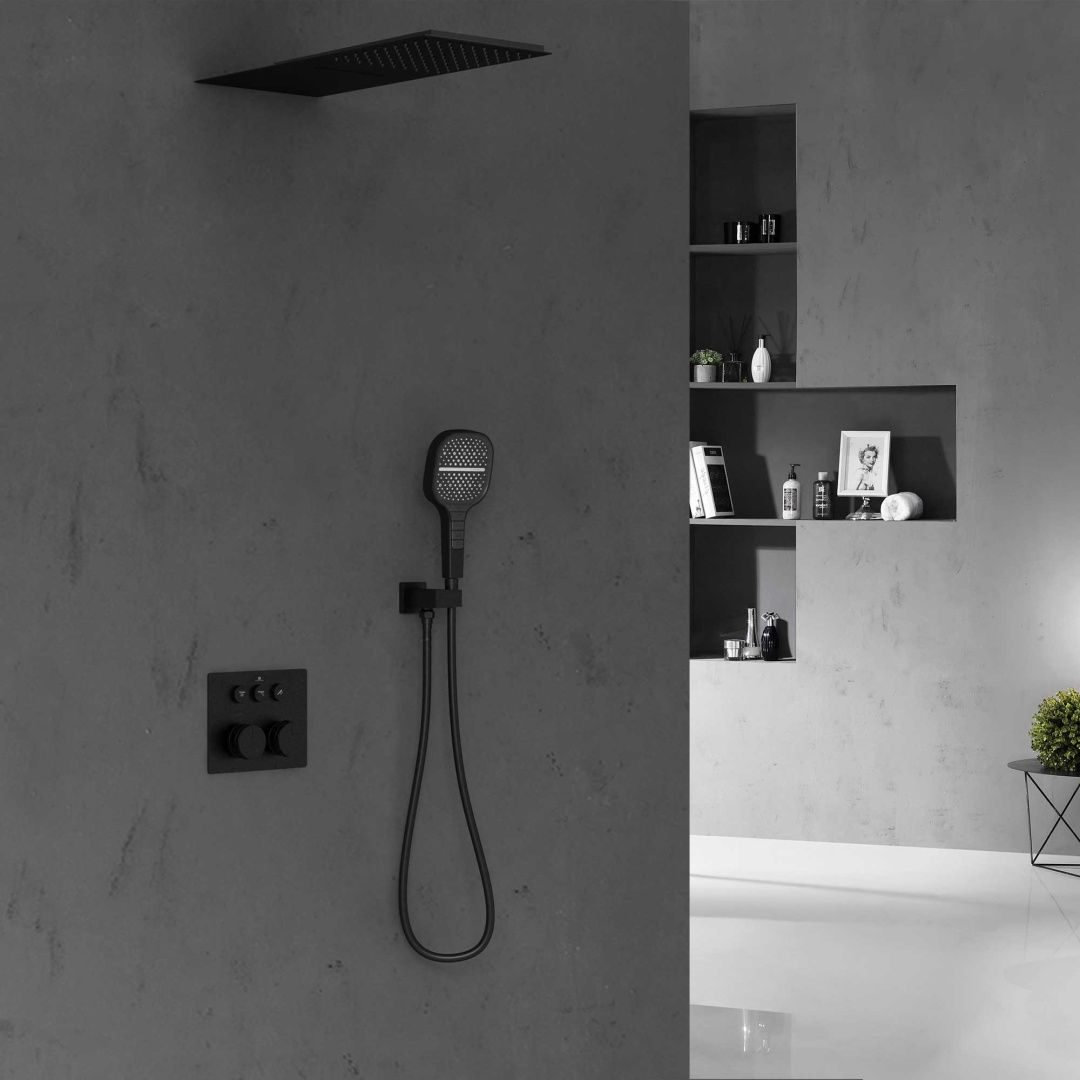 Приобрести vincea встраиваемая душевая система с термостатом , черная матовая vsfw-401tmb