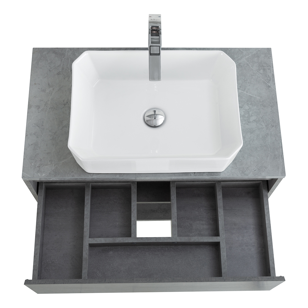 Приобрести belbagno тумба со столешницей kraft 80 см с ящиком и полкой, подвесная cemento grigio