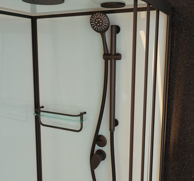 Приобрести frank душевая кабина f408 black, низкий поддон, полукруглая