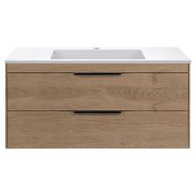 Vincea Тумба подвесная Chiara 100 см, дуб натуральный с белой раковиной VMC-2C2100NO;VCB-13100W