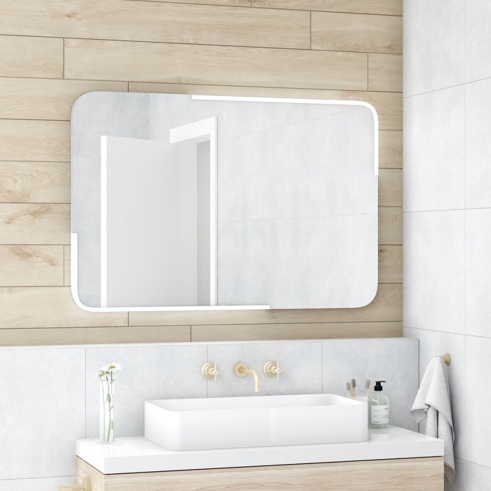 Приобрести continent зеркало с подсветкой raison 90х70 см, сенсорный включатель, белое