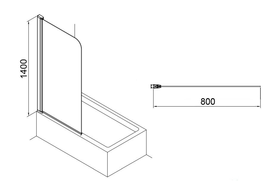 Приобрести azario шторка для ванны merrit 800*1400мм, 6 мм, серебро az-nf6310 800