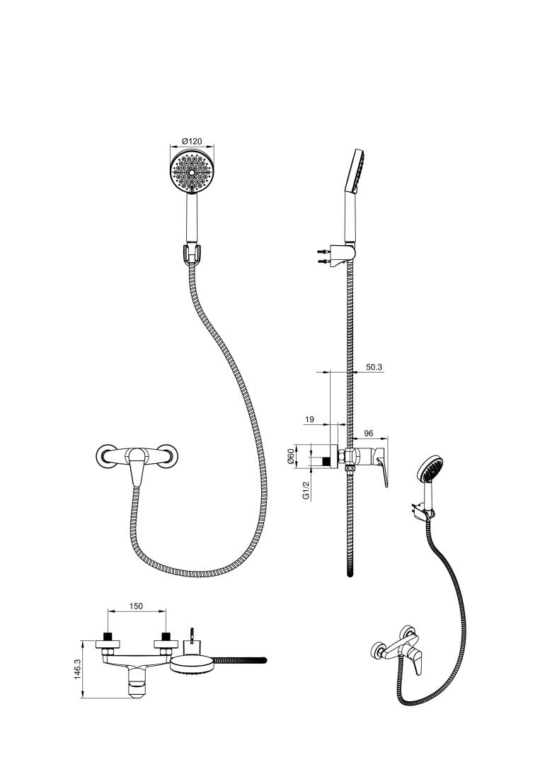 Приобрести смеситель для душа wonzon & woghand alfa, хром (ww-ae3102-cr)