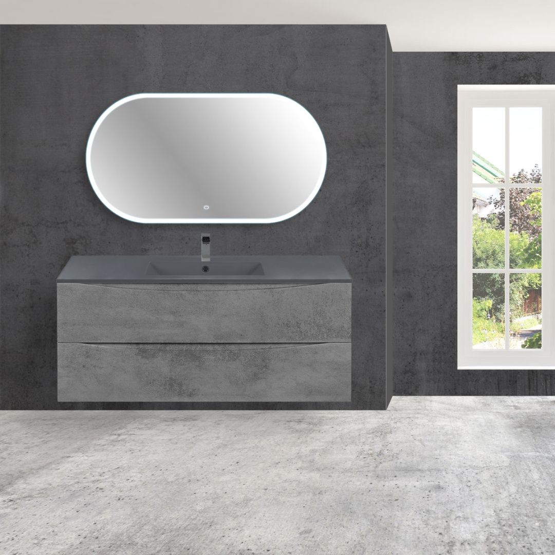 Приобрести vincea тумба подвесная mia 120 см, бетон с раковиной матовый антрацит vmc-2mc120bt;vbs-13120ma