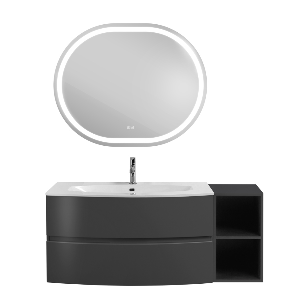 Приобрести cezares тумба подвесная с раковиной elettra 130 см grafite, литьевой мрамор, графит 55526