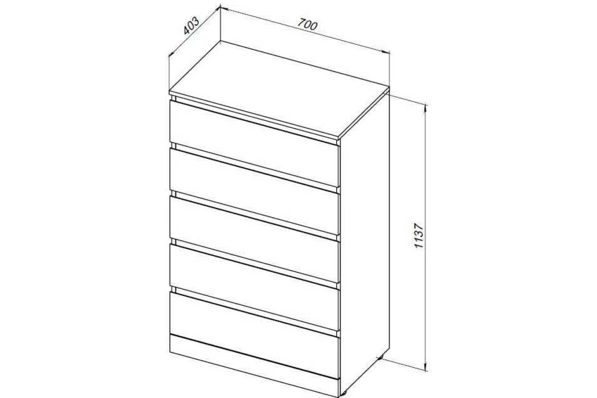 Приобрести aquanet комод сканди 70x40 см, дуб крафт (5 ящиков)