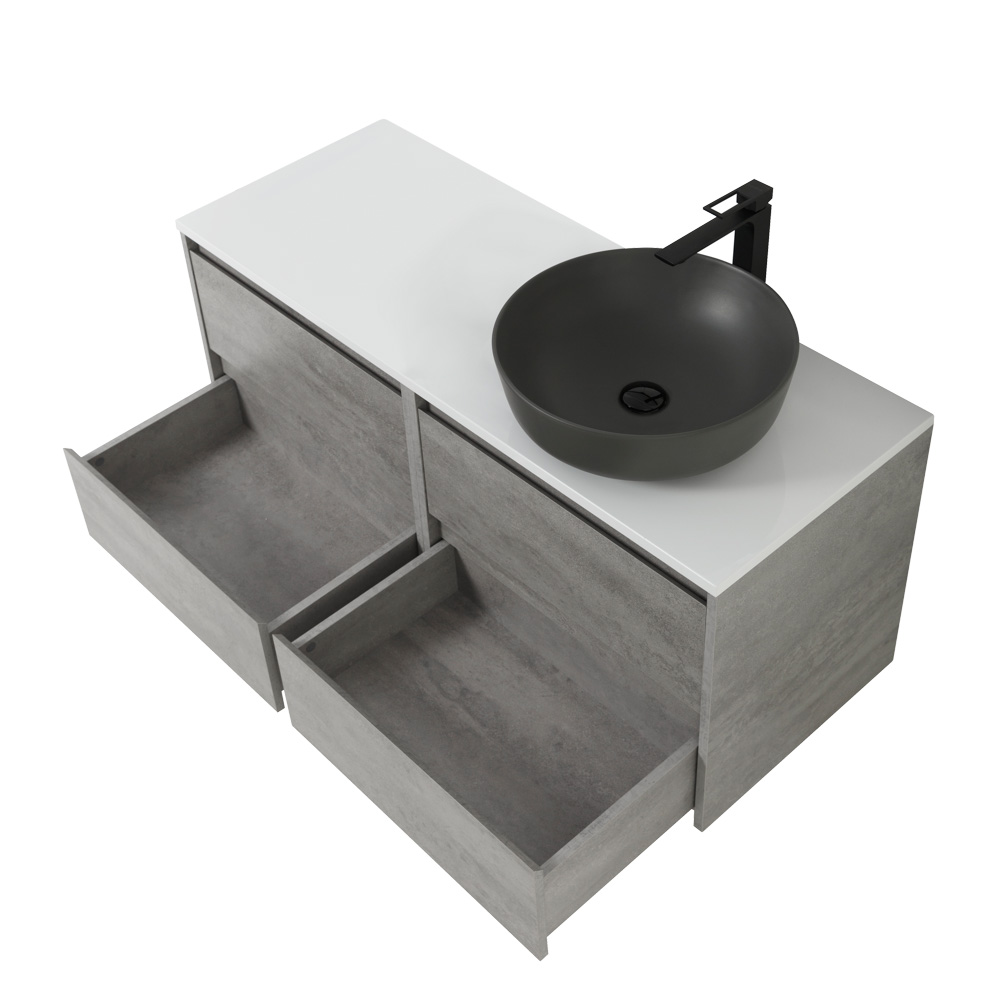 Приобрести belbagno тумба со столешницей kraft 120 см, подвесная cemento grigio, раковина справа