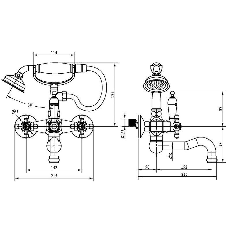 Приобрести boheme смеситель для ванны medici presente, бронза\кристаллы 313-sw