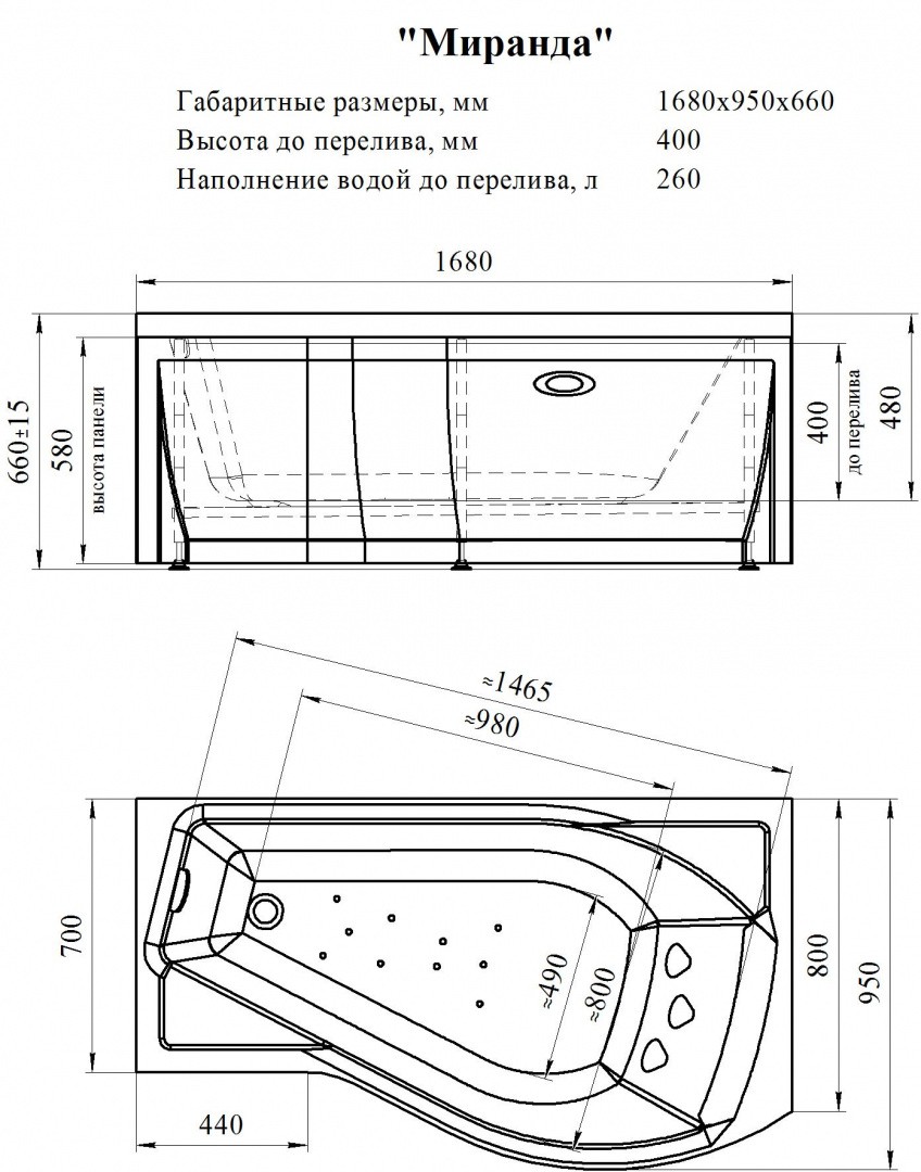 Приобрести радомир акриловая ванна миранда 168x95 см l ( комплект каркас и слив )