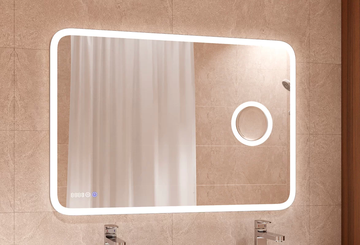 Приобрести continent зеркало bliss 100х70 см с подсветкой, часами, датчиком температуры, увеличительной линзой, белое