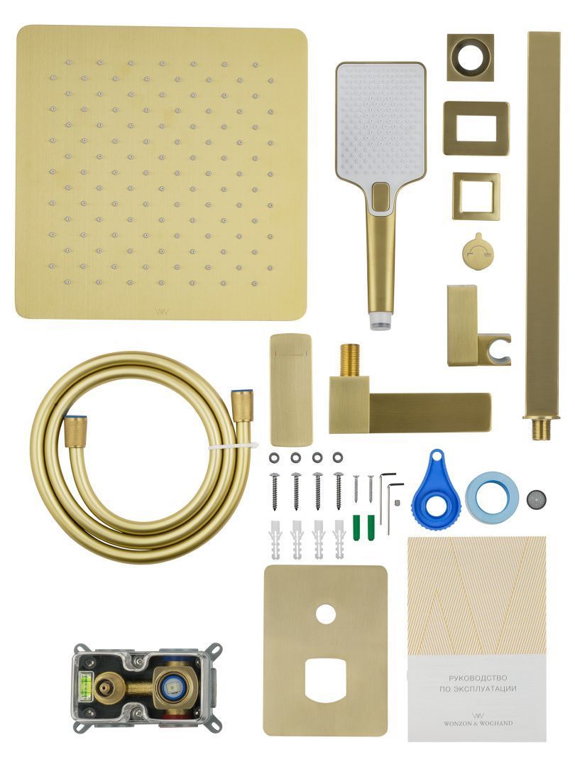Приобрести душевая система встраиваемая wonzon & woghand edge, брашированное золото (ww-88939003-bg)
