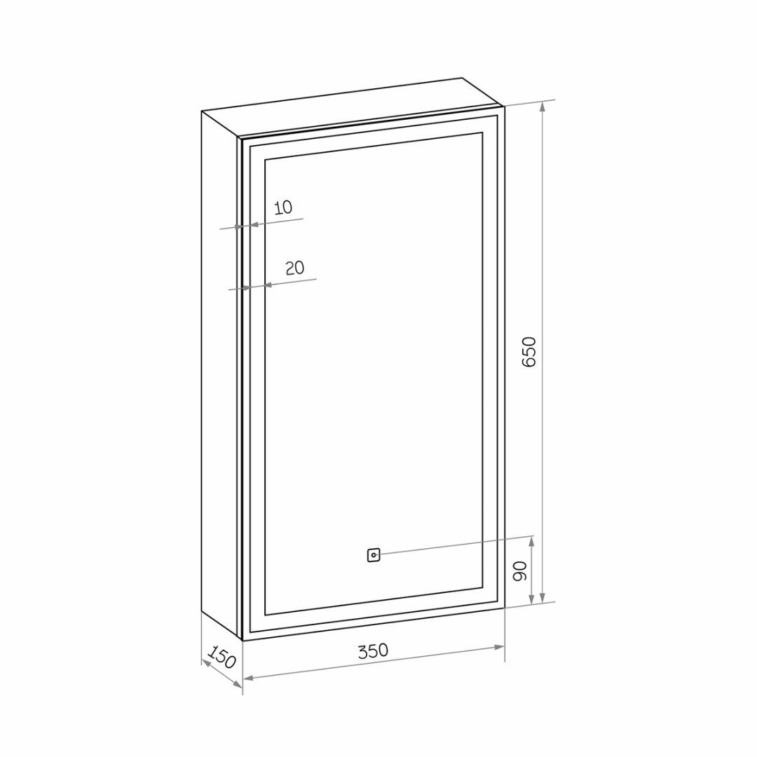 Приобрести continent зеркало шкаф с подсветкой mirror box black 35х65 см, сенсорный включатель, правосторонее, черное