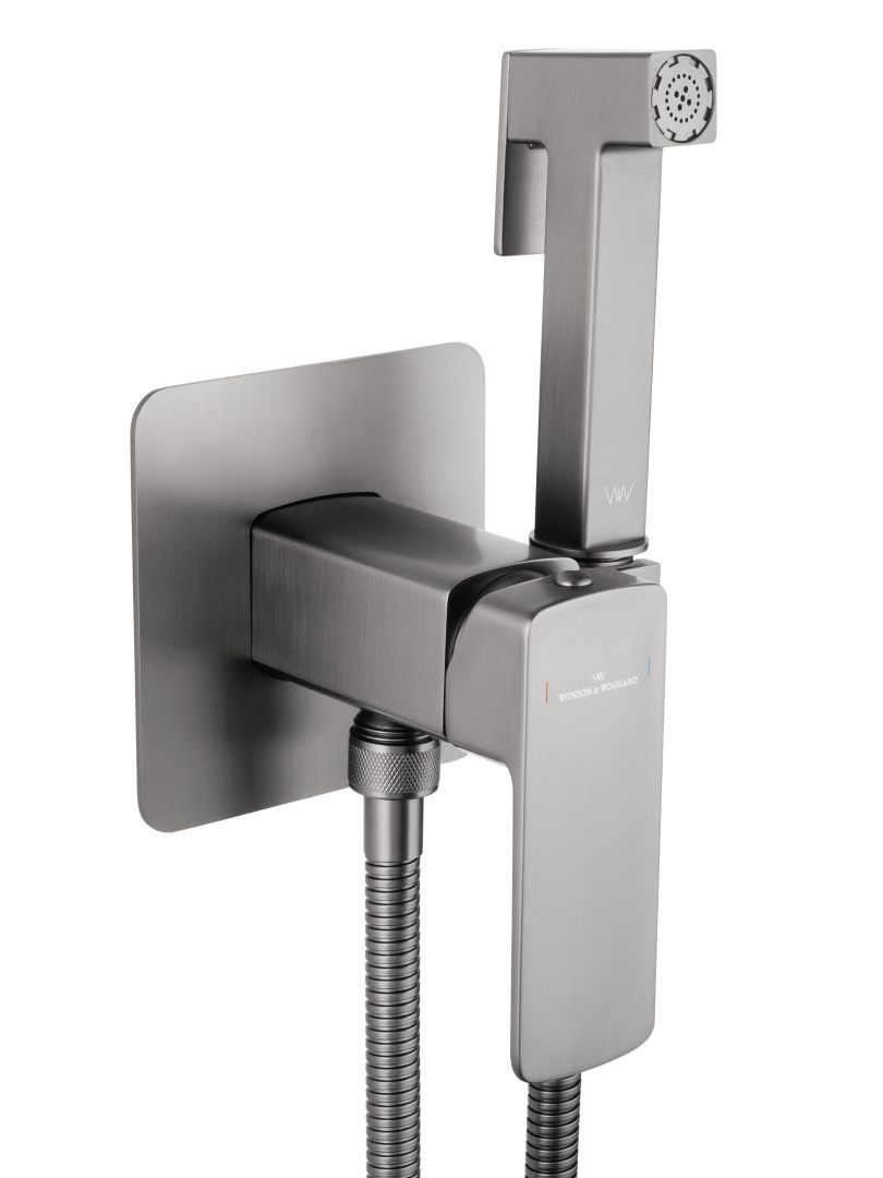 Приобрести смеситель с гигиеническим душем встраиваемый wonzon & woghand edge, темный графит (ww-88829003-bgm)