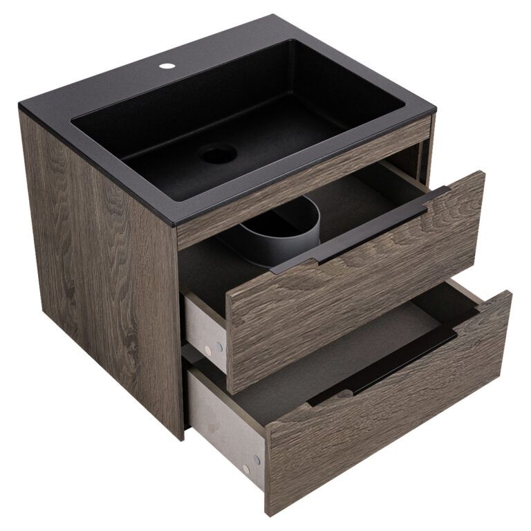 Приобрести vincea тумба подвесная chiara 60 см, дуб темный с черной раковиной vmc-2c2600ro;vcb-13600b