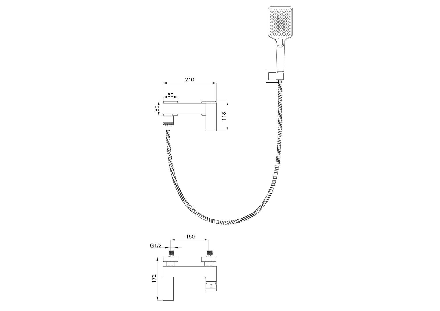 Приобрести смеситель для ванны с душем wonzon & woghand fit, черный матовый (ww-88639009-mb)