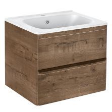 Vincea Тумба подвесная Vico 60 см, дуб винтаж с белой раковиной VMC-2V600VO;VCB-2VP600W