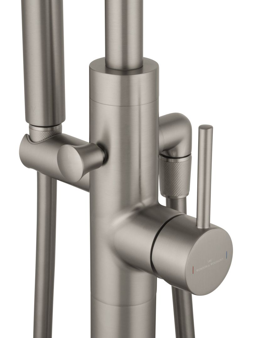 Приобрести смесители напольные для ванн и раковин wonzon & woghand stick, брашированный никель (ww-88649017-bn)
