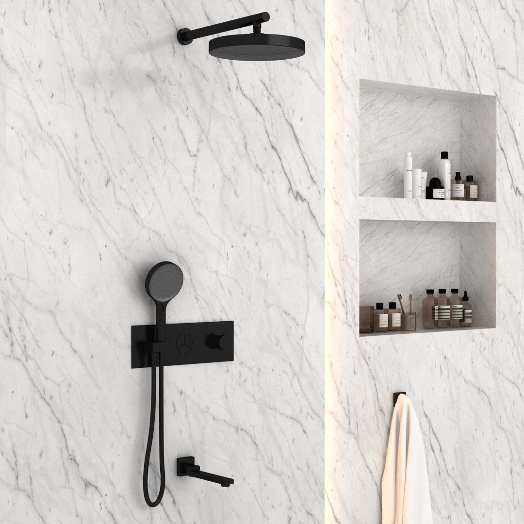 Приобрести vincea встраиваемая душевая система с термостатом, черная матовая vsfw-432t1mb