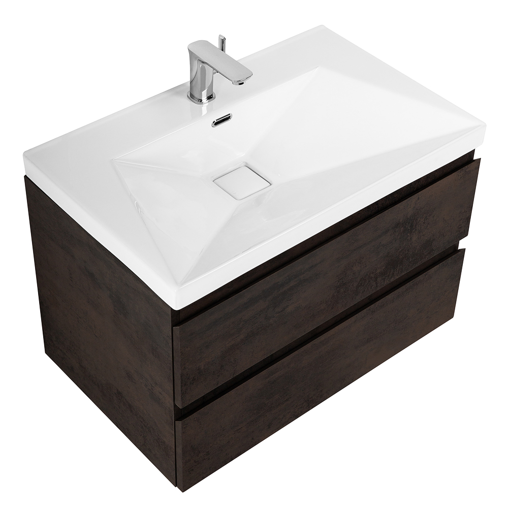 Приобрести cezares тумба подвесная с раковиной molveno 80 см ossido, темно коричневая molveno-80-2c-so-oss